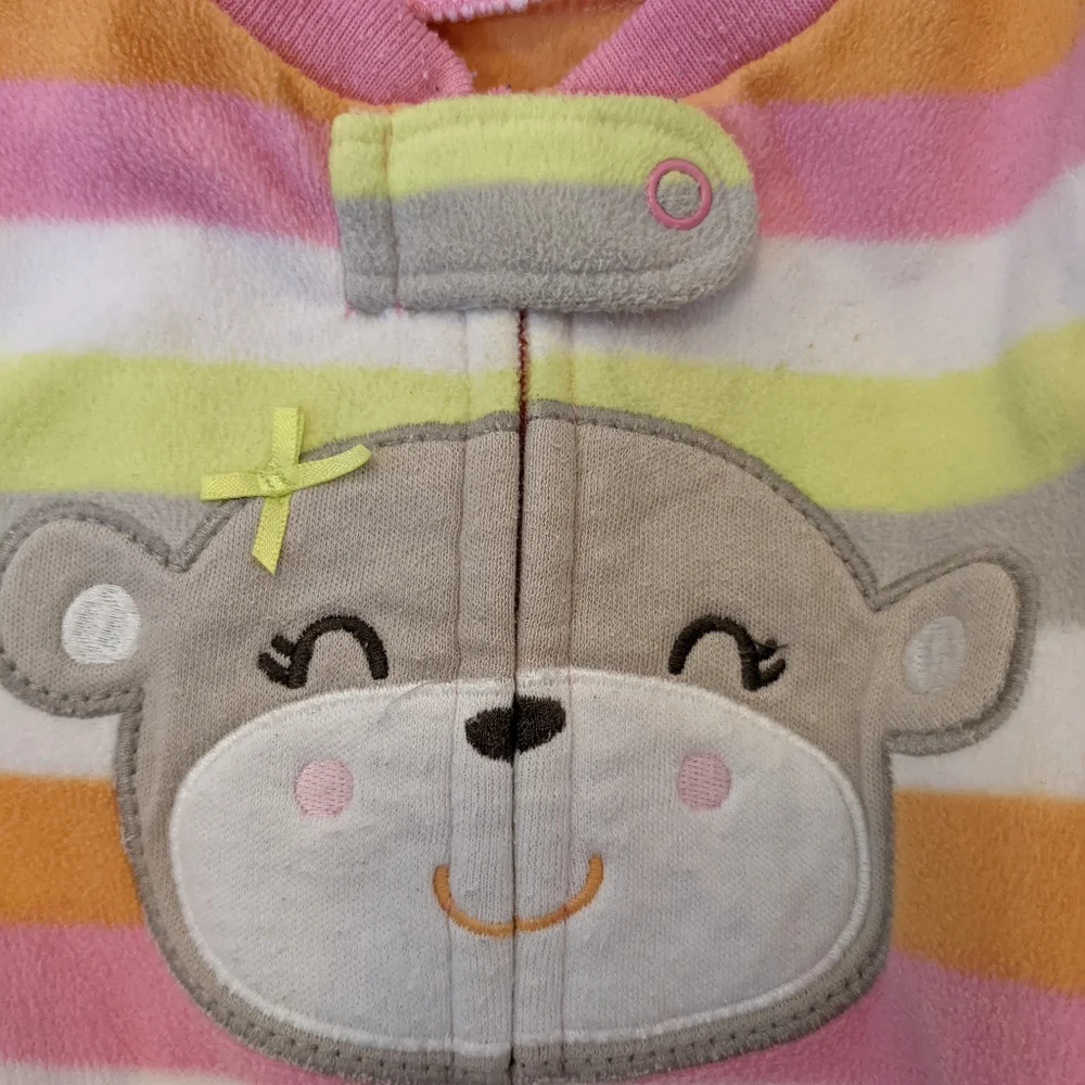 Carter's girls fleece footsie pajamas size 6 months, bundle of 4 animals